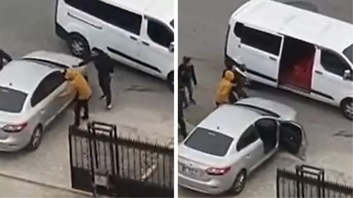 İstanbul\'da güpegündüz arabanın önünü kesip adam kaçırdılar! O anlar kamerada