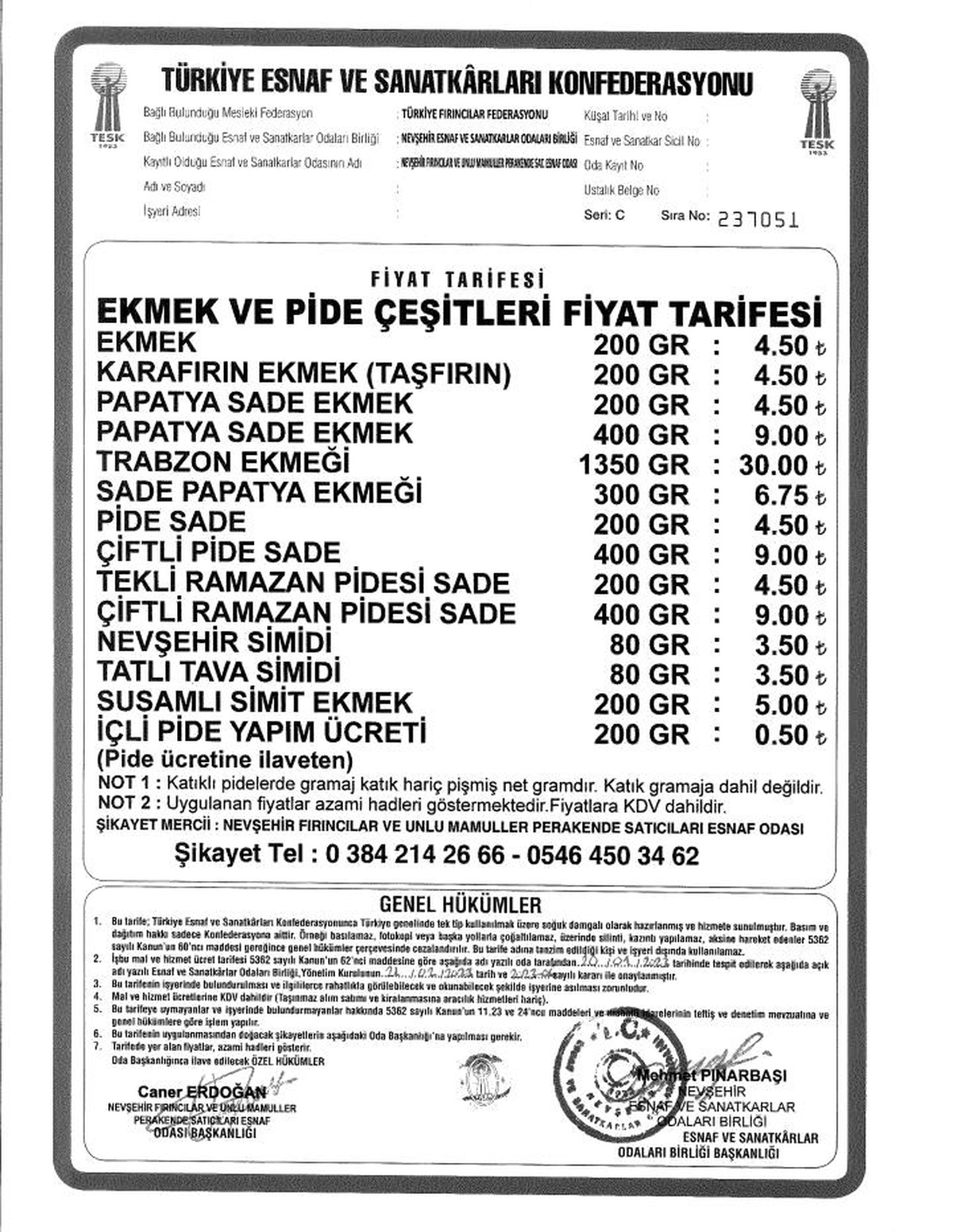 Nevşehir\'de ekmek fiyatı arttı