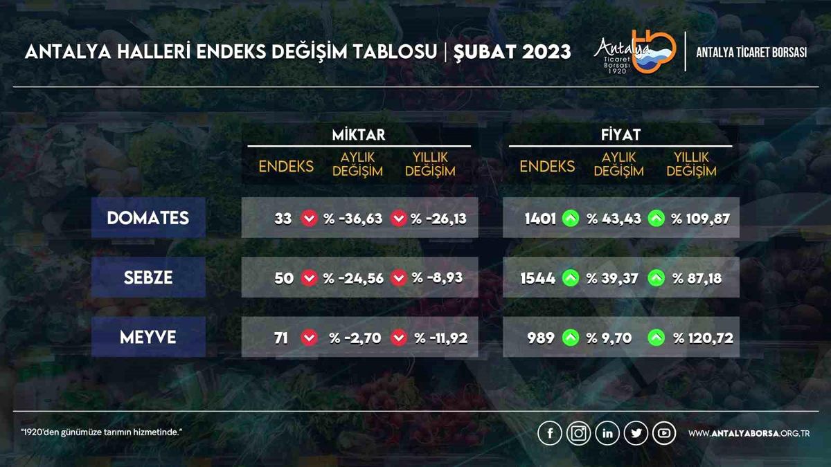 ATB, Şubat hal endeksini açıkladı