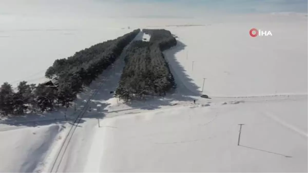 Bozkırın ortasındaki \'vaha\'da kış güzelliği