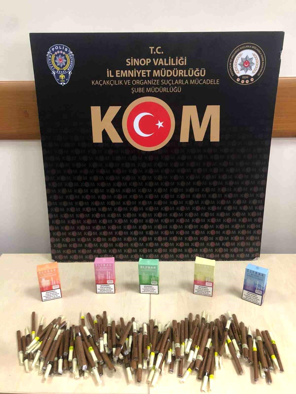 Sinop\'ta gümrük kaçağı puro ve elektronik sigara ele geçirildi