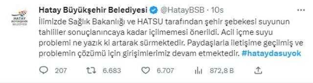 Ne 6'lı Masa ne de Akşener! 'Hatayda su yok' hashtag'i Twitter'da Türkiye'nin gündemine oturdu