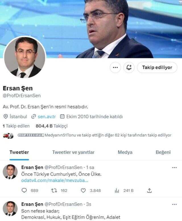 Ersan Şen'a ait olduğu iddia edilen Twitter hesabı sahte çıktı