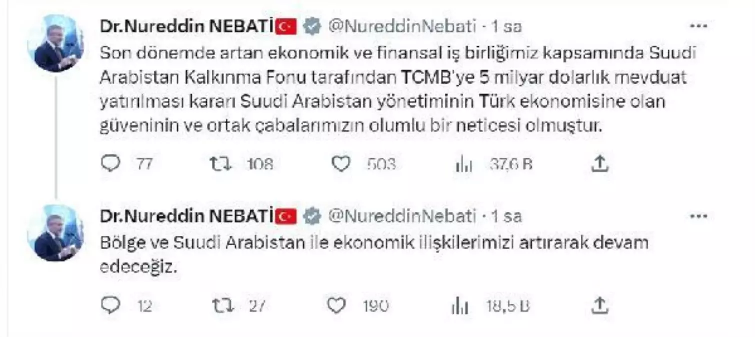 Suudi Arabistan\'dan Merkez Bankası\'na 5 milyar dolarlık mevduat yatırımı