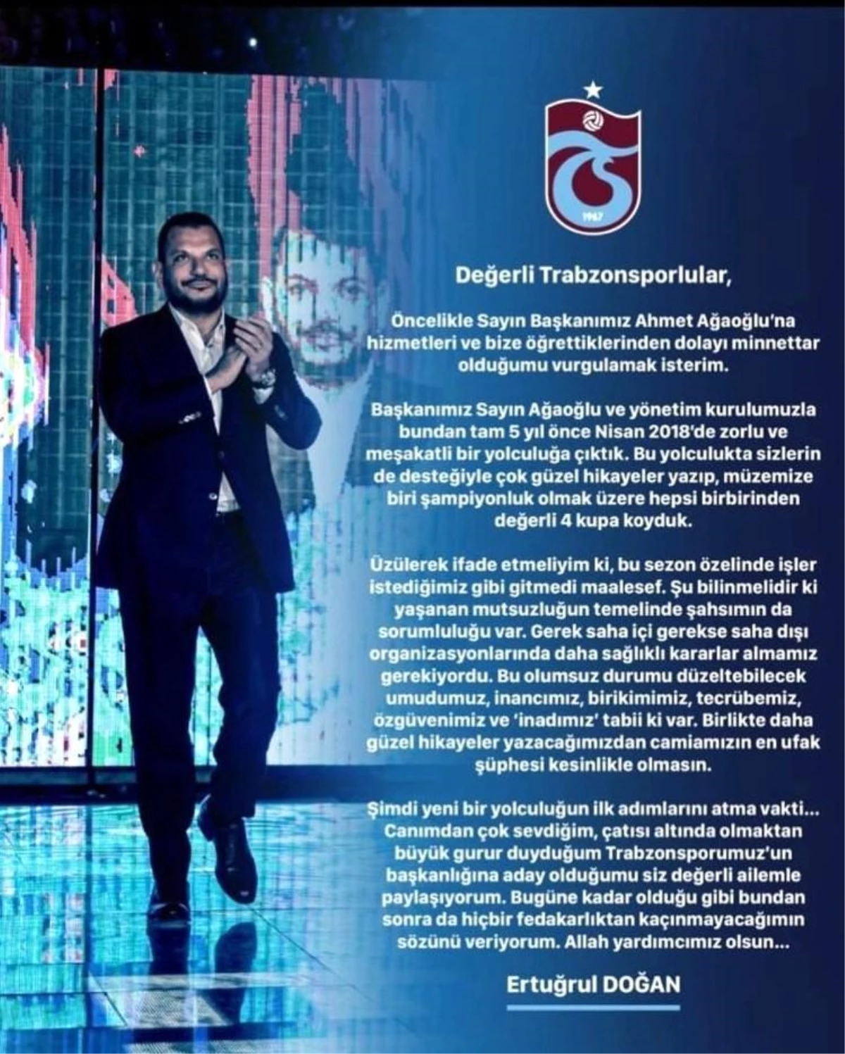 Trabzonspor\'da Ertuğrul Doğan adaylığını açıkladı