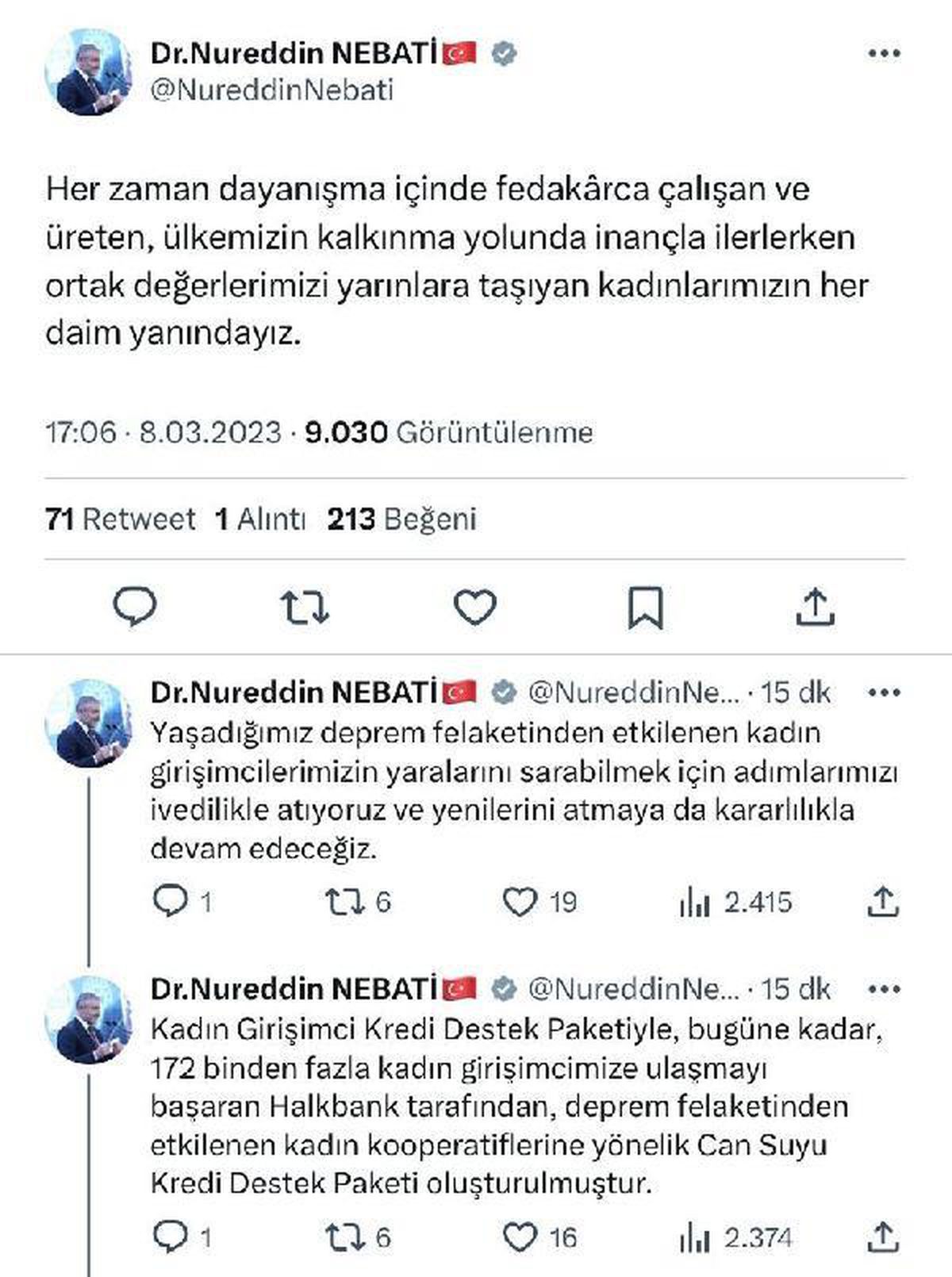 Bakan Nebati, deprem bölgesindeki kadın kooperatiflerine sıfır faizli kredi verileceğini duyurdu Açıklaması