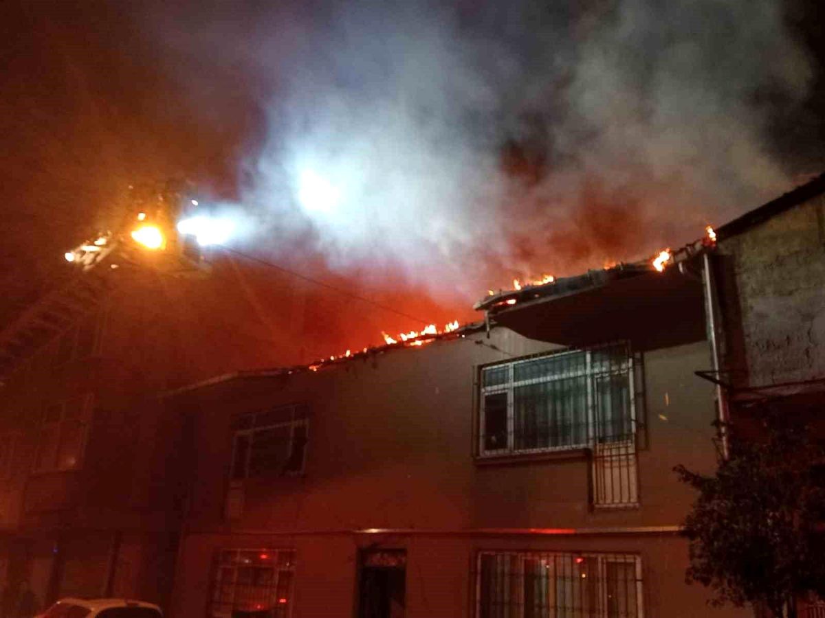 Beyoğlu'nda alev alev yanan binadan köpeği kucağında çıkardı