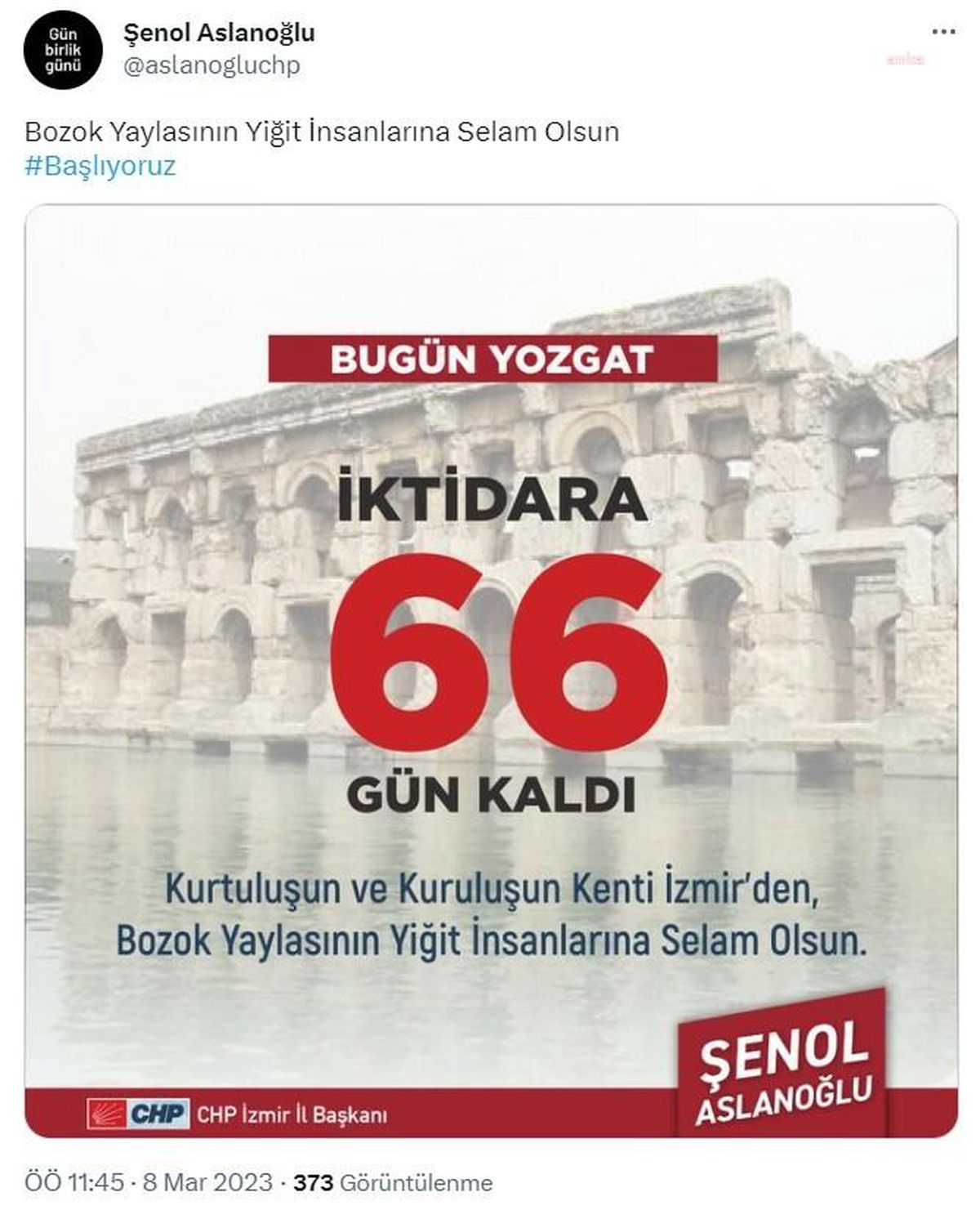 CHP İzmir İl Başkanı Şenol Aslanoğlu, Seçim İçin Geri Sayım Sayacı Başlattı