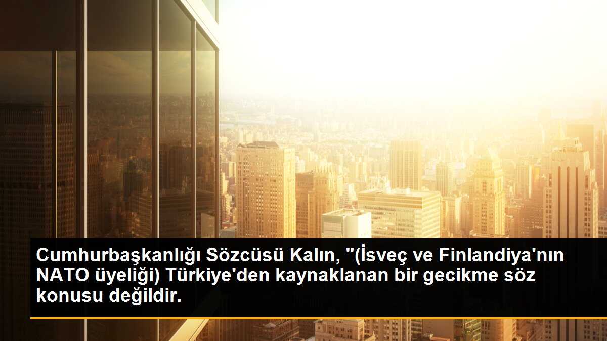 Cumhurbaşkanlığı Sözcüsü Kalın, "(İsveç ve Finlandiya\'nın NATO üyeliği) Türkiye\'den kaynaklanan bir gecikme söz konusu değildir.
