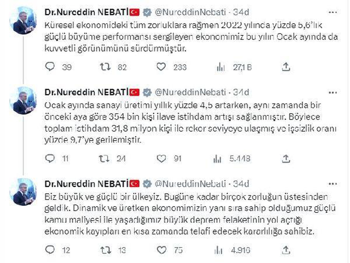 Bakan Nebati: Ekonomimiz kuvvetli görünümünü sürdürmüştür