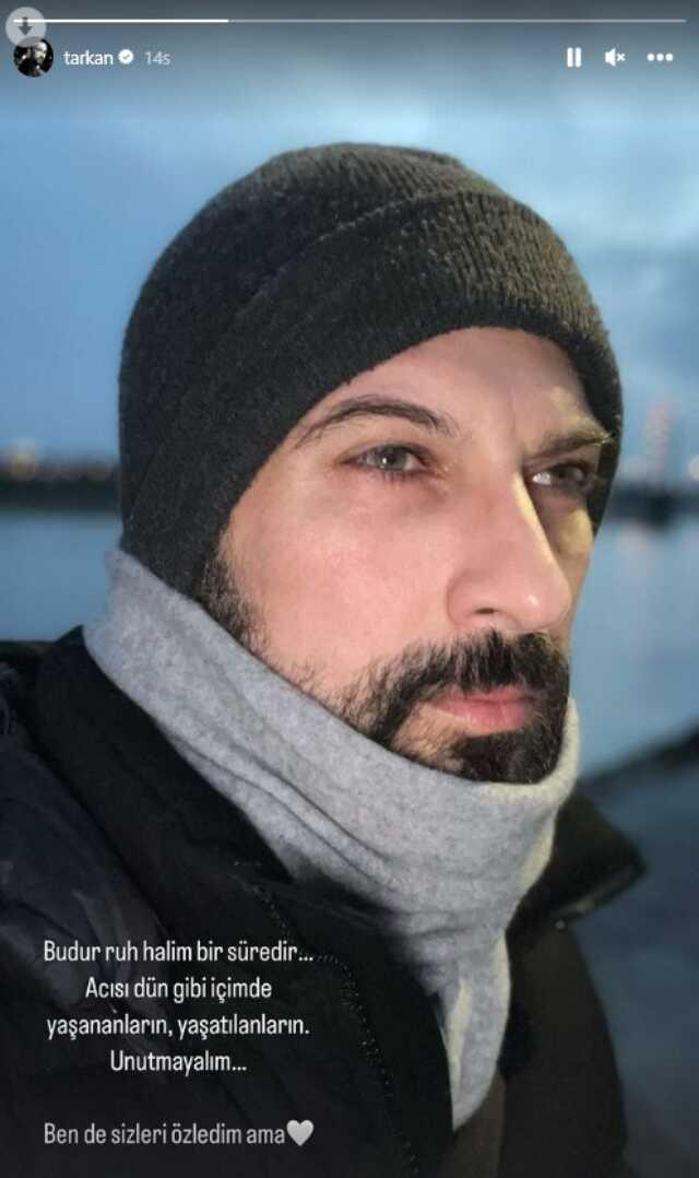 Deprem sonrası sessizliğe bürünen Tarkan, 'Acısı dün gibi içimde' diyerek son halini paylaştı