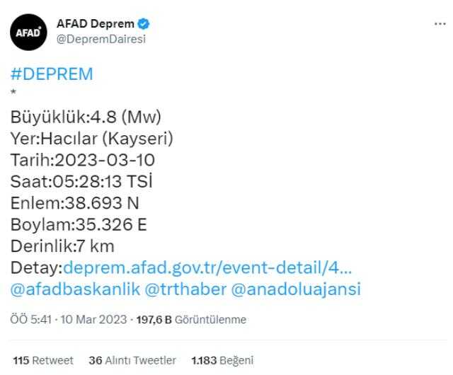 Kayseri 4.8 şiddetindeki depremle sallandı! Vatandaşlar panikle kendilerini sokağa attı Kayseri 4.8 şiddetindeki depremle sallandı! Vatandaşlar panikle kendilerini sokağa attı