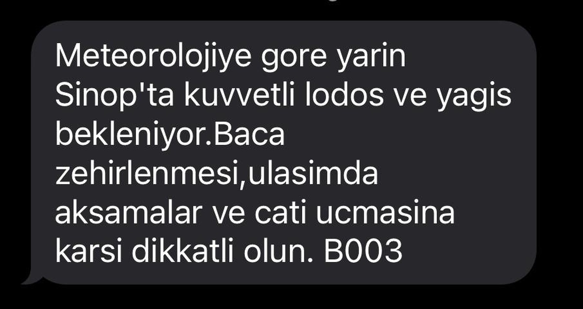 Sinop\'ta hafta sonu için lodos ve fırtına uyarısı