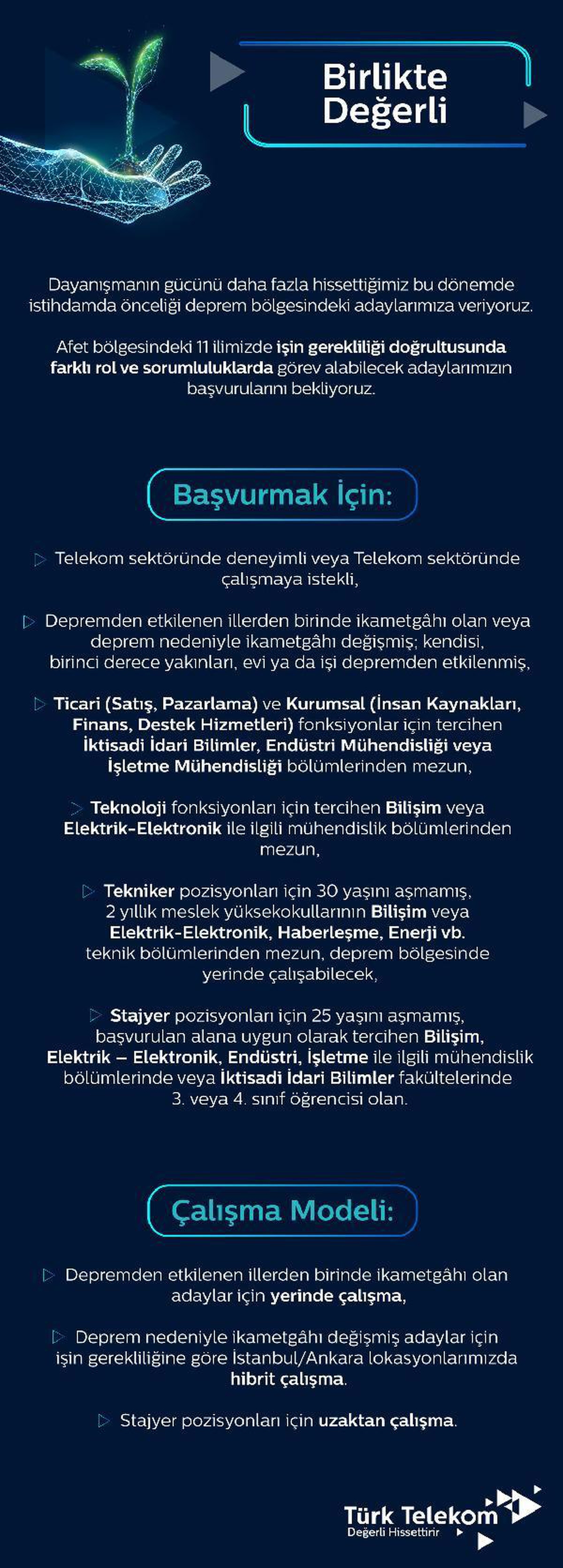 Türk Telekom\'dan deprem bölgesinde istihdam önceliği