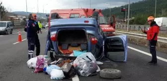 Ciple çarpışıp takla atan otomobildeki anne- oğul yaralı