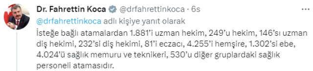 Depremden etkilenen 10 ile isteğe bağlı yer değişikliğiyle 12 bin 700 sağlık personeli atanacak