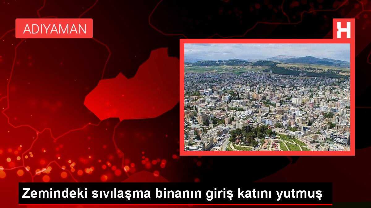Zemindeki sıvılaşma binanın giriş katını yutmuş