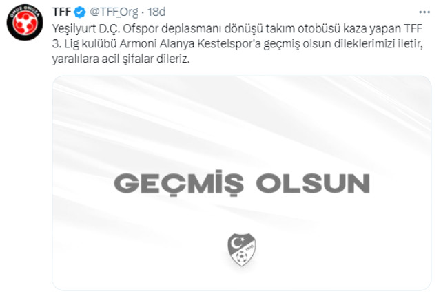 Alanya Kestelspor'un takım otobüsü, Ofspor deplasmanından dönerken kaza yaptı: 2 futbolcunun durumu ağır