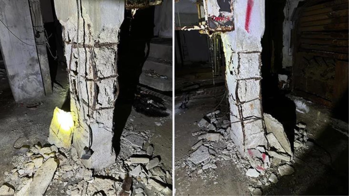 İstanbul\'da onlarca dükkanın bulunduğu pasajda kolonlardaki hasar esnafı tedirgin etti