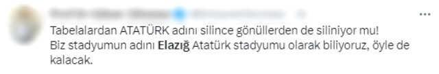 Elazığspor'un stadından Atatürk'ün adı çıkarıldı! Tepkilerin ardı arkası kesilmiyor