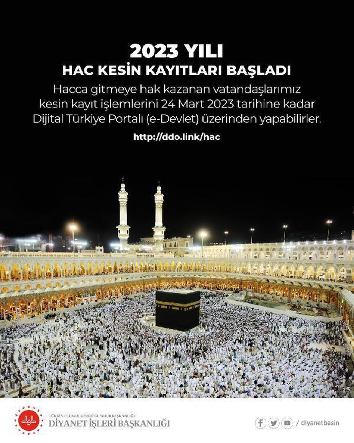 2023 yılı hac kesin kayıtları başladı