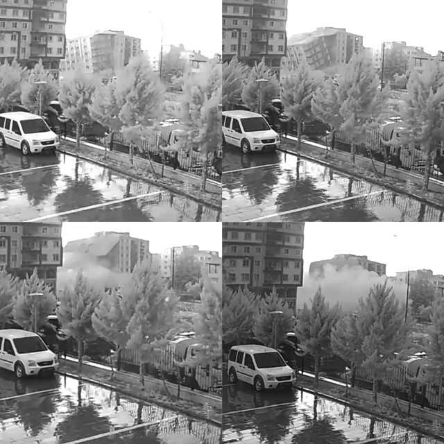 Asrın felaketinden yeni görüntüler! Gece gündüze döndü, bina saniyeler içinde çöktü