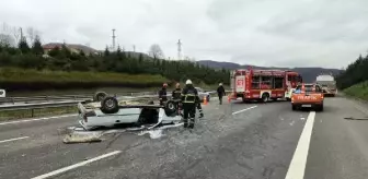 TIR'a çarpan otomobil takla attı: 2 yaralı