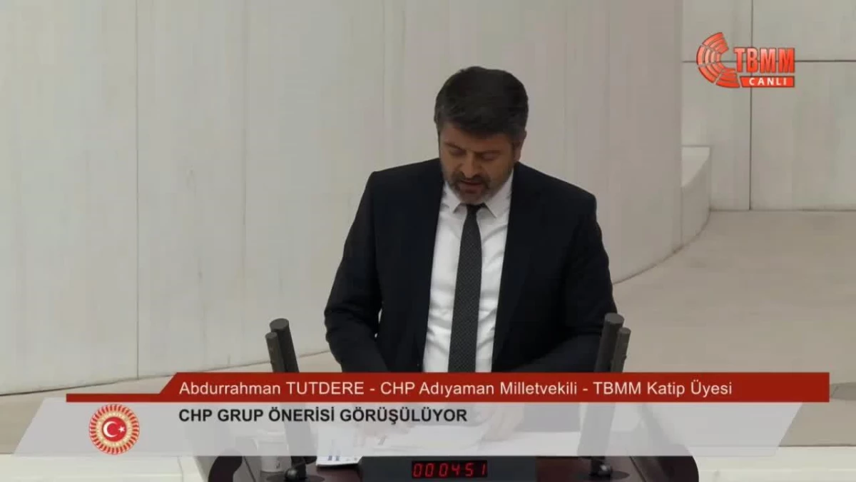 CHP\'nin, "Deprem Sonrası Yaşanan Aksaklıklarla" İlgili Genel Görüşme Önerisi, TBMM Genel Kurulu\'nda Reddedildi.