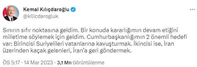 Cumhurbaşkanı Adayı Kılıçdaroğlu: 'Cumhurbaşkanlığımın İki Önemli Hedefi Var: Suriyelileri Vatanlarına Kavuşturmak. Cumhurbaşkanı Adayı Kılıçdaroğlu: 'Cumhurbaşkanlığımın İki Önemli Hedefi Var: Suriyelileri Vatanlarına Kavuşturmak.
