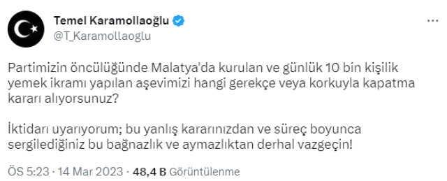 Malatya Valiliği'nden aşevinin kaldırılmak istendiği iddialarına yalanlama