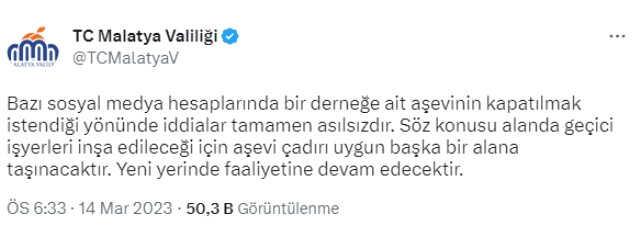 Malatya Valiliği'nden aşevinin kaldırılmak istendiği iddialarına yalanlama