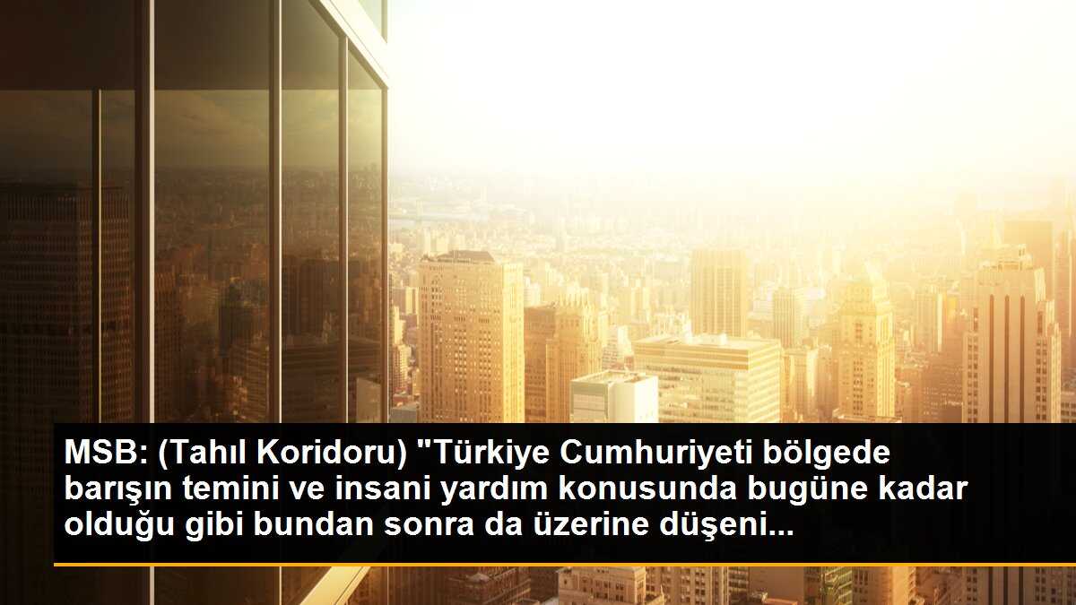 MSB: (Tahıl Koridoru) "Türkiye Cumhuriyeti bölgede barışın temini ve insani yardım konusunda bugüne kadar olduğu gibi bundan sonra da üzerine düşeni...