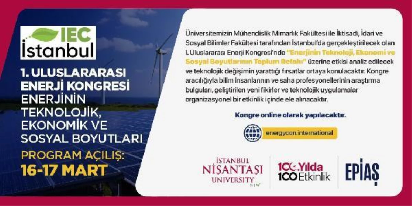 İstanbul Nişantaşı Üniversitesi\'nden Uluslararası Enerji Kongresi