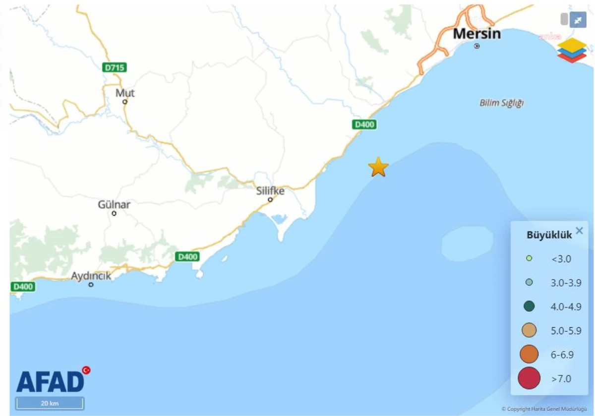 Akdeniz\'de 4.3 Büyüklüğünde Deprem Oldu