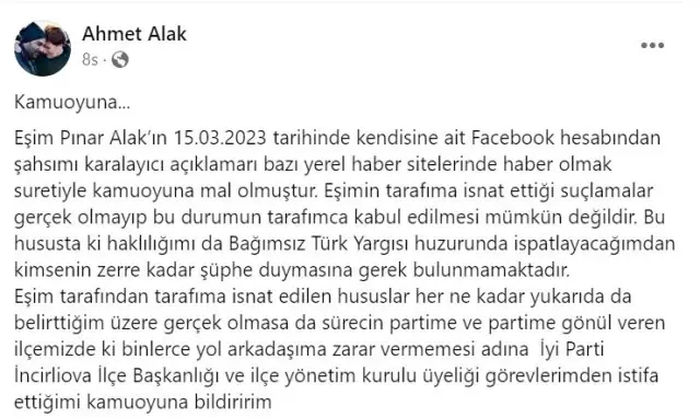 İYİ Parti'yi sarsan yasak aşk iddiası! Sosyal medyadan paylaştı, ikisi de istifa etti