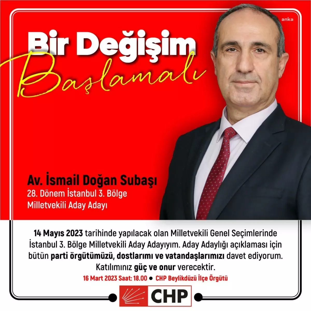 CHP\'li Doğan Subaşı, Milletvekili Aday Adaylığı İçin İbb ve Beylikdüzü Meclis Üyeliklerinden İstifa Etti