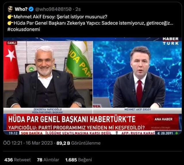 HÜDA PAR liderinin 'Şeriat istiyor musunuz?' sorusuna verdiği iddia edilen yanıt sosyal medyayı karıştırdı