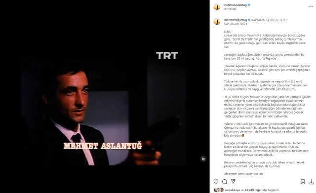 Yürek Çıkmazı dizisinden ayrılan Mehmet Aslantuğ'dan dikkat çeken paylaşım