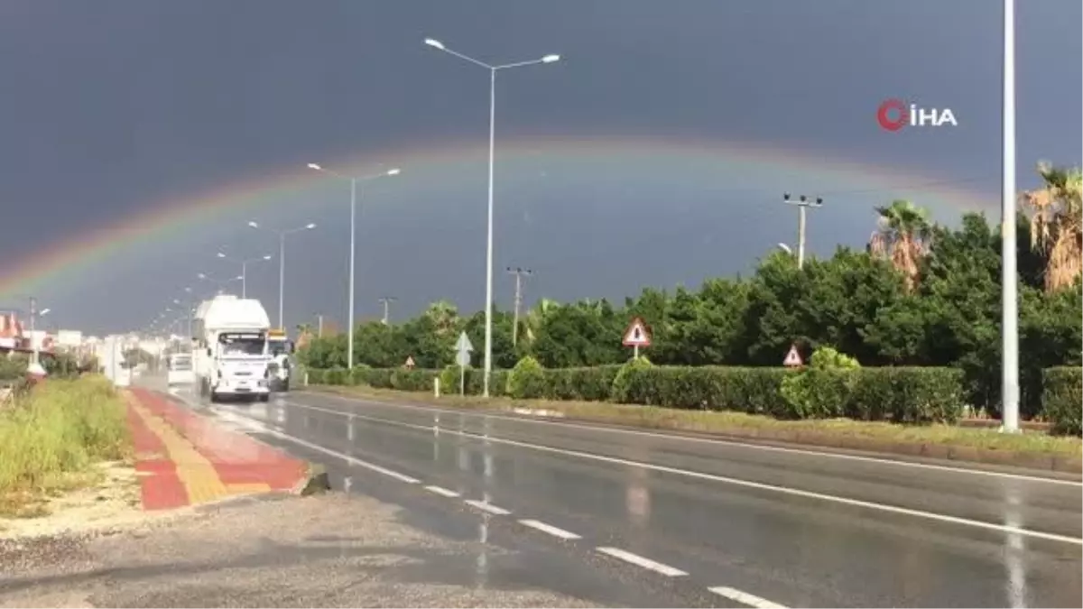 Mersin\'de sağanak sonrası gökkuşağı renkli görüntüler oluşturdu