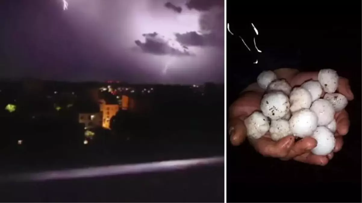 Kilis\'te "süper hücre fırtınası" yaşandı! Gök mora boyandı, korku dolu anlar kamerada