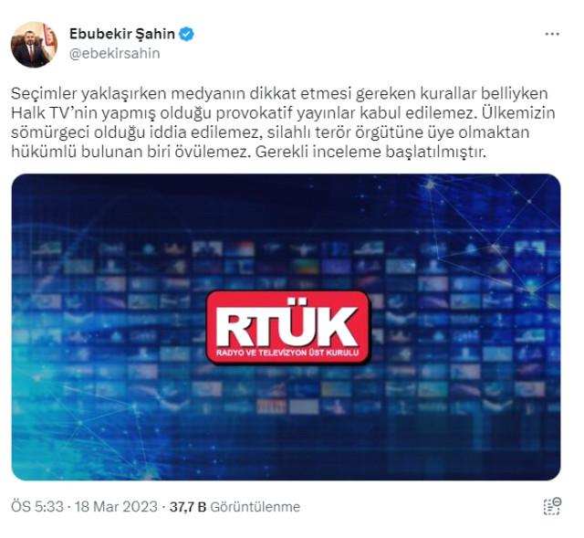 RTÜK'ten Halk TV'ye inceleme