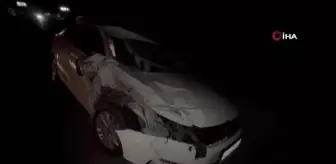 2 kişinin yaralandığı kazada otomobil kullanılamaz hale geldi