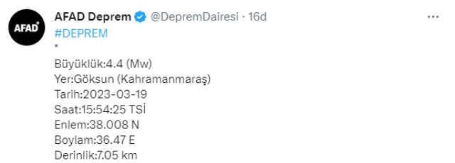 Kahramanmaraş'ta art arda iki deprem