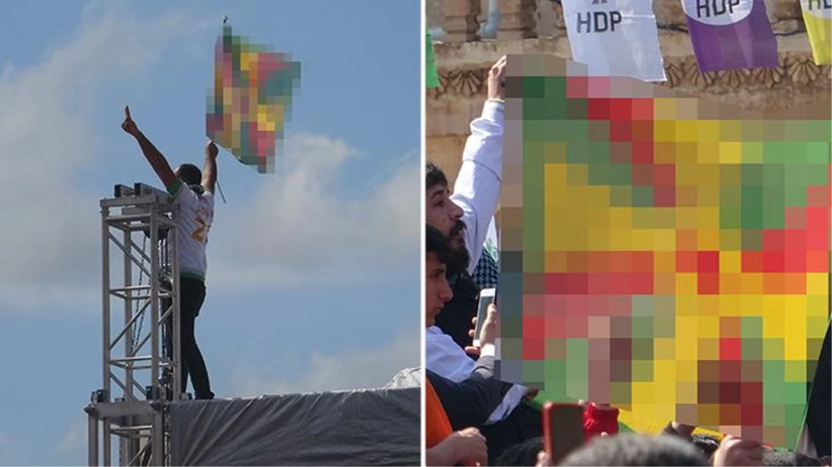 Mardin\'de Nevruz kutlamasında skandal görüntüler! HDP\'li Günay\'ın da katıldığı etkinlikte PKK paçavrası açtılar