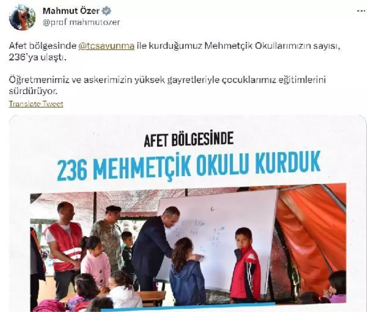 Bakan Özer: Mehmetçik okullarının sayısı 236\'ya ulaştı