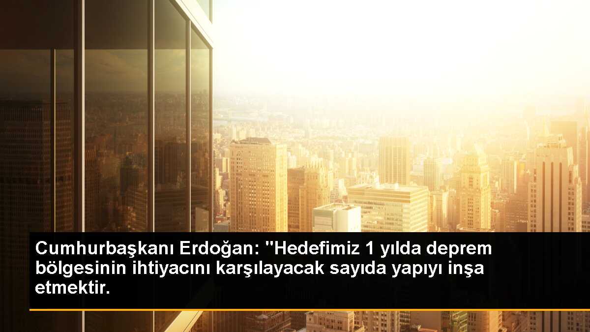 Cumhurbaşkanı Erdoğan: "Hedefimiz 1 yılda deprem bölgesinin ihtiyacını karşılayacak sayıda yapıyı inşa etmektir.