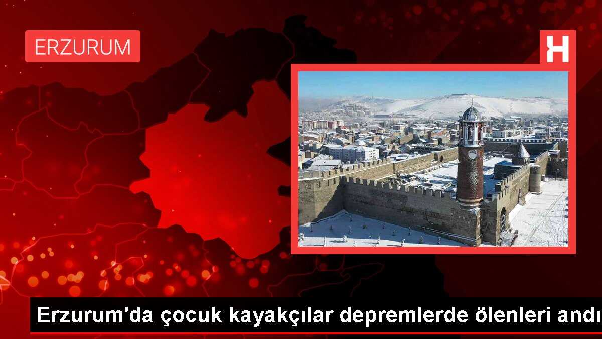Erzurum'da çocuk kayakçılar depremlerde ölenleri andı
