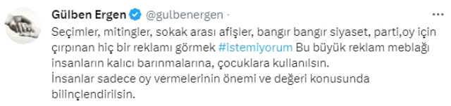 Gülben Ergen'den dikkat çeken siyaset çıkışı: Bangır bangır siyaset istemiyorum