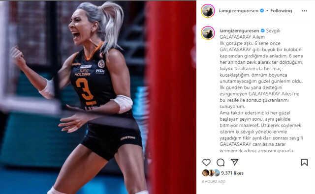 Kaptan Gizem, Galatasaray'a veda etti! Ayrılık açıklamasında her şeyi yazdı