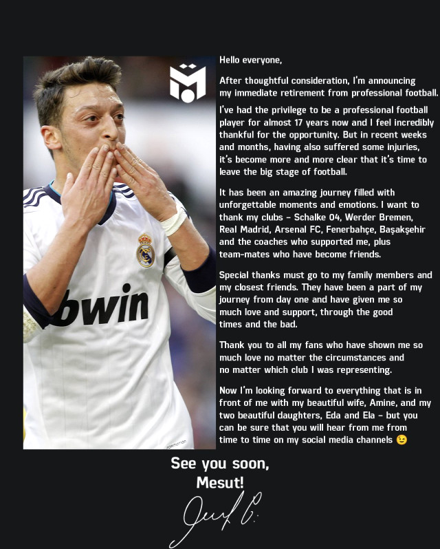 Son Dakika: Mesut Özil futbolu bıraktı